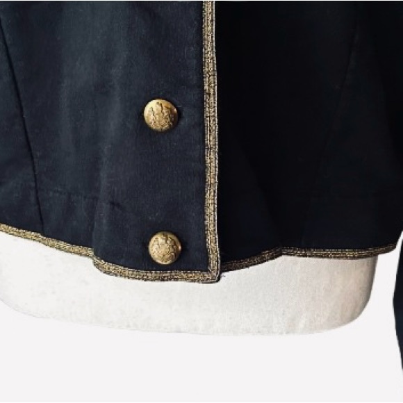 Ralph Lauren Cotton Jacket Buttons Logo Gold Black Extra Large Crop Designer - Picture 7 of 11
